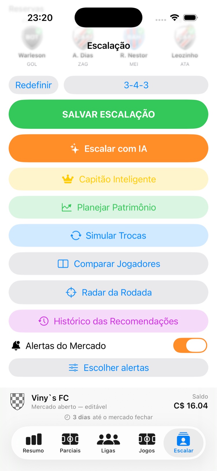 Menu de recursos com IA para escalar